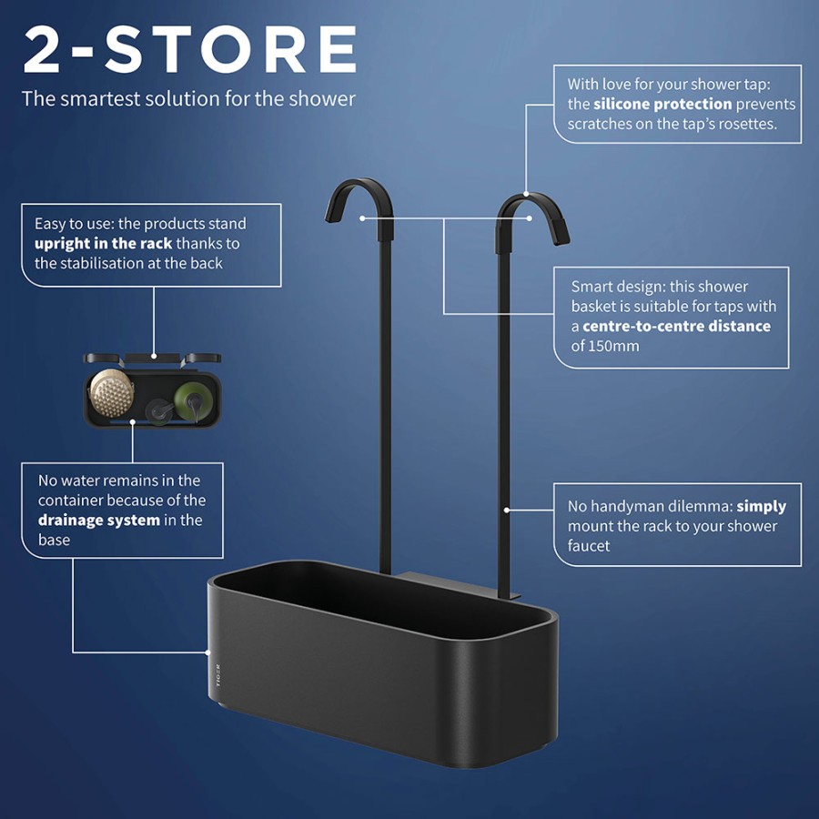 Tiger 2-Store Ράφι κρεμαστό για Βρύση Ντους 25 cm Black 800376