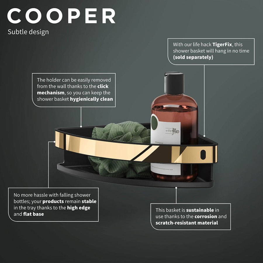 Tiger Cooper Ράφι Γωνιακό 21 cm Black / Polished gold 800563