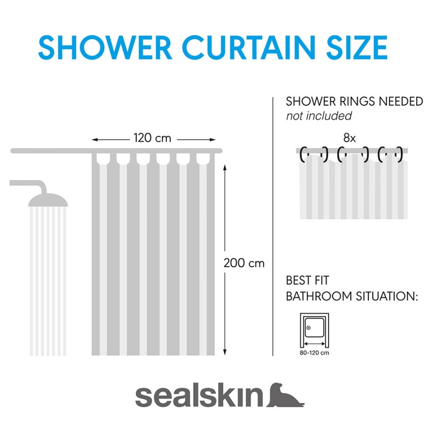 Cosima 120x200 grey κουρτίνα μπάνιου πλαστική Sealskin
