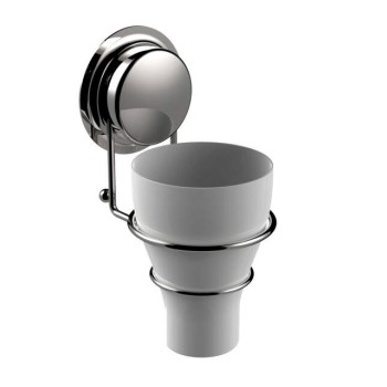 Ποτήρι οδοντόβουρτσας επιτοίχιο με βεντούζα chrome/white Sealskin Elementals