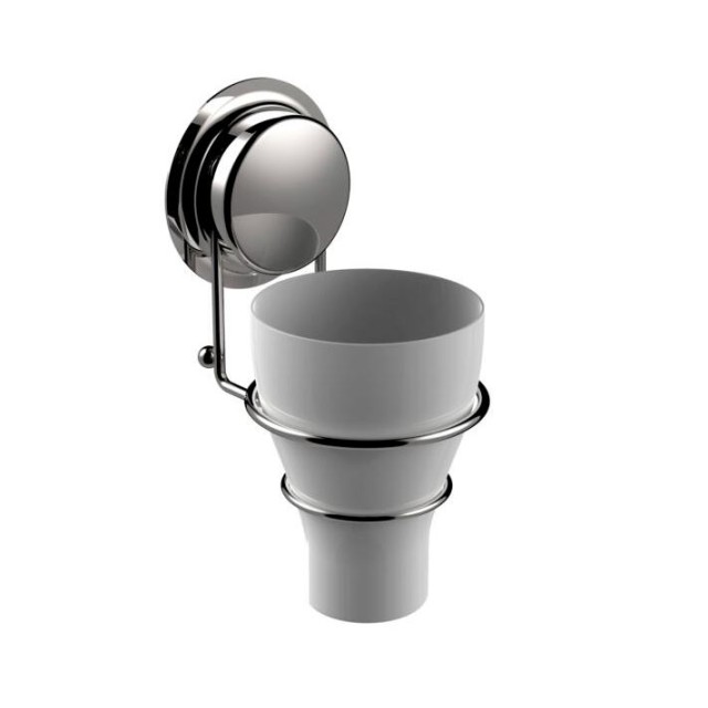 Ποτήρι οδοντόβουρτσας επιτοίχιο με βεντούζα chrome/white Sealskin Elementals