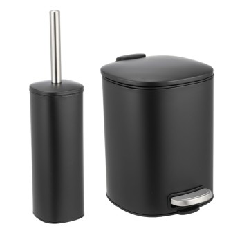 Σετ Κάδος Απορριμμάτων Οβάλ 5L Μεταλλικός Soft CLose Μαύρος και Πιγκάλ MRShome