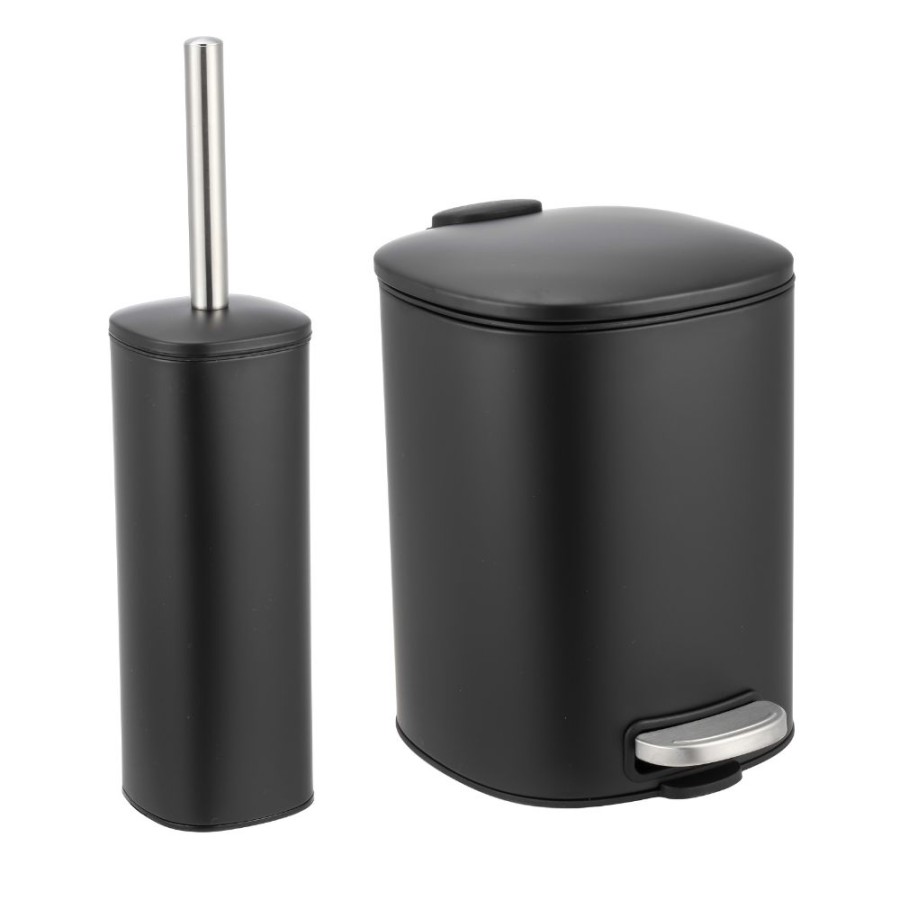 Σετ Κάδος Απορριμμάτων Οβάλ 5L Μεταλλικός Soft CLose Μαύρος και Πιγκάλ MRShome
