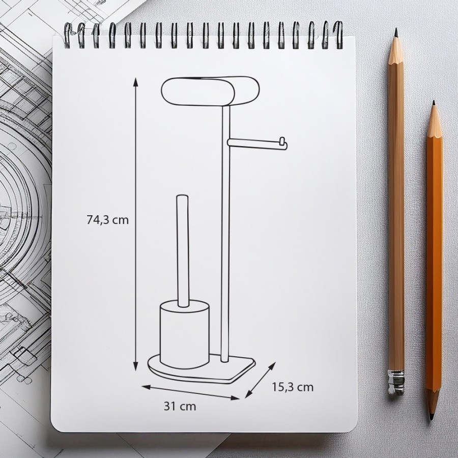 Σταντ Χαρτιού Υγείας και Πιγκάλ Stainless Steel 31x15.3x74.3cm AWD02071980