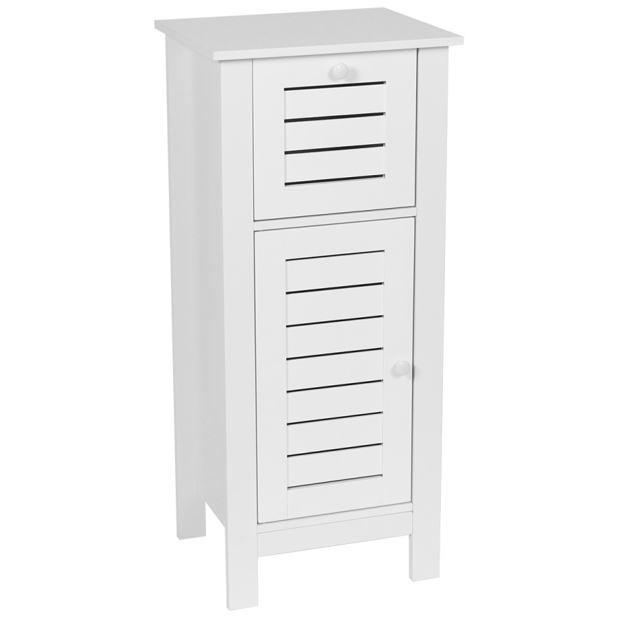 Έπιπλο MDF/Βελανιδιά με 1 Συρτάρι και 1 Ντουλάπι με Ράφι στο Εσωτερικό 36,5x30x83cm Λευκό MRShome