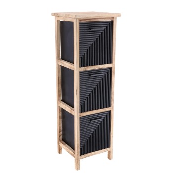 Συρταριέρα MDF με 3 Συρτάρια Φυσική/Μαύρη 25x25x77cm MRShome
