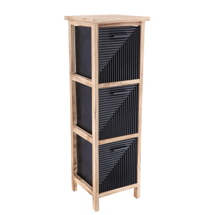 Συρταριέρα MDF με 3 Συρτάρια Φυσική/Μαύρη 25x25x77cm MRShome