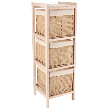 Συρταριέρα MDF με 3 Συρτάρια 25x25x77cm Μπεζ MRShome