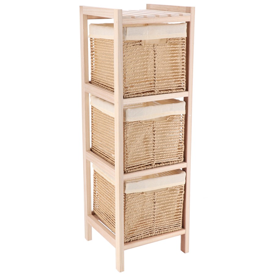 Συρταριέρα MDF με 3 Συρτάρια 25x25x77cm Μπεζ MRShome