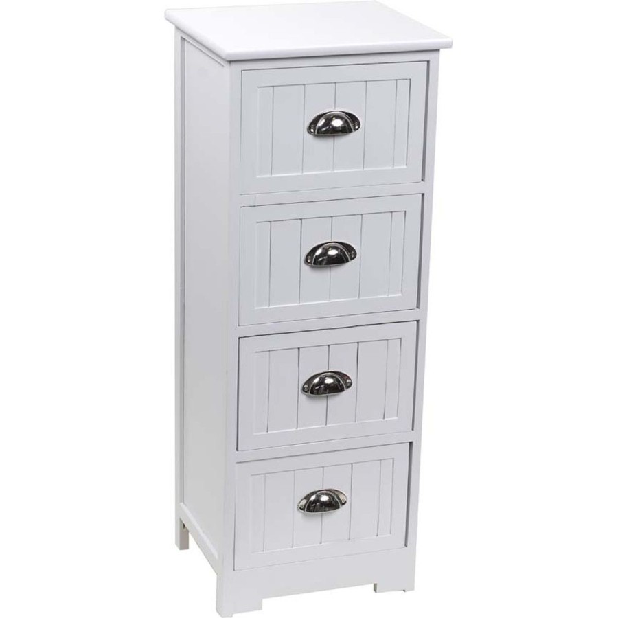 Συρταριέρα MDF με 4 Συρτάρια Λευκή 35x30x90cm MRShome