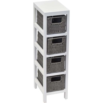 Συρταριέρα με 4 Συρτάρια MDF Γκρι/Λευκή 17x24x65cm MRShome