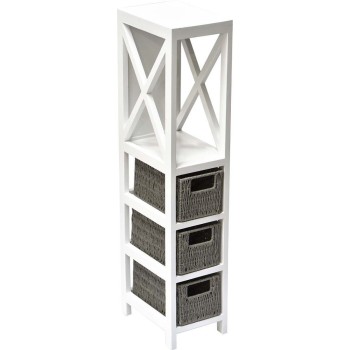Έπιπλο MDF με 1 Ράφι και 3 Συρτάρια Γκρι/Λευκό 17x24x82cm MRShome