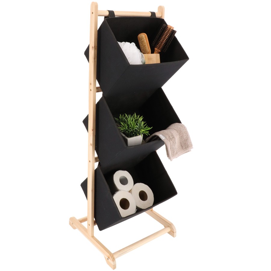 Έπιπλο MDF με 3 Επίπεδα Φυσικό/Μαύρο 30x19x81cm MRShome