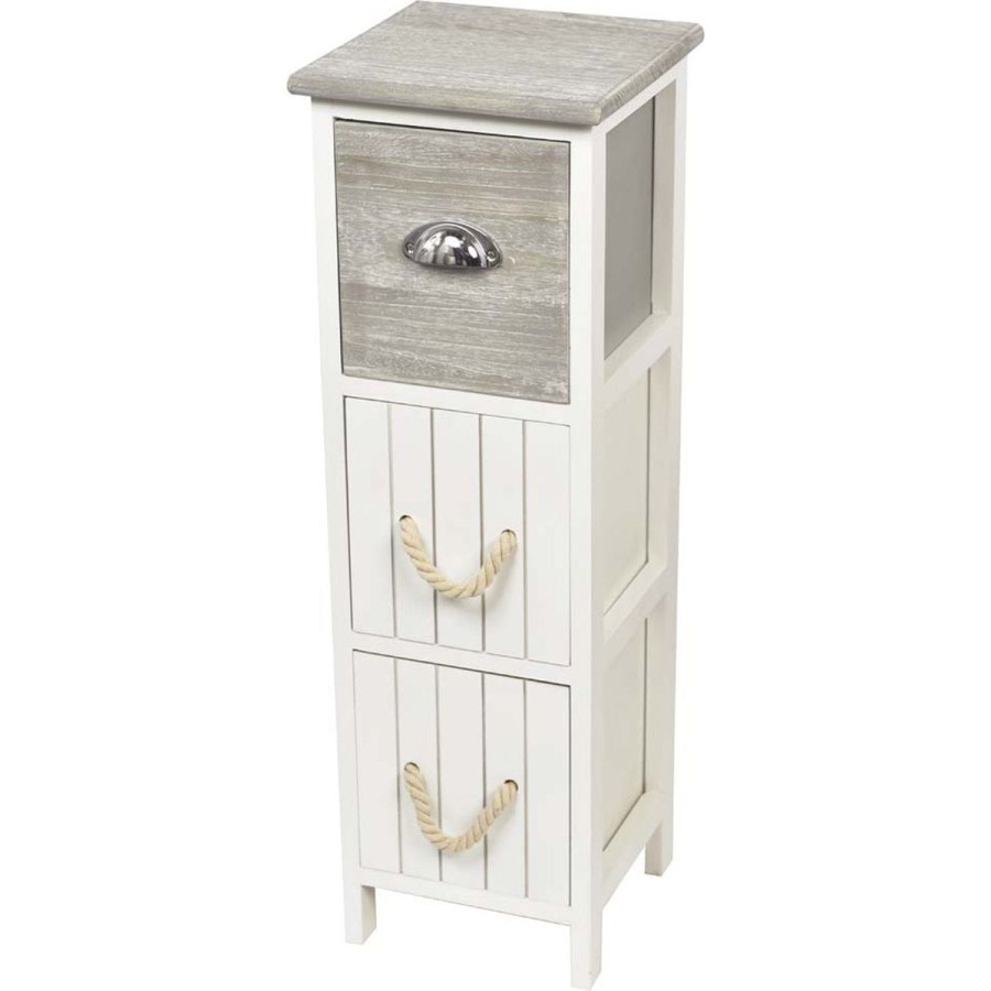 Συρταριέρα MDF με 3 Συρτάρια Γκρι/Λευκή 25x25x77cm MRShome