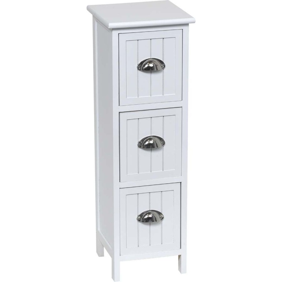 Συρταριέρα MDF με 3 Συρτάρια Λευκή 25x25x77cm MRShome