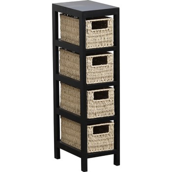 Συρταριέρα MDF με 4 Συρτάρια 17x24x65cm Μπεζ/Μαύρο MRShome