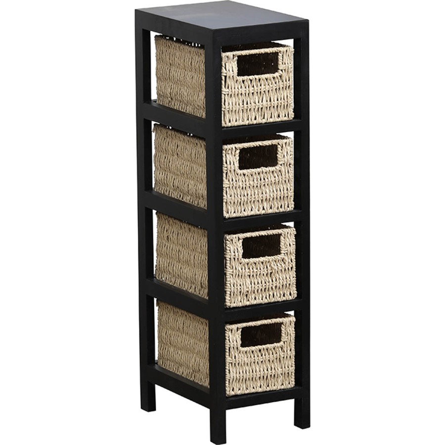 Συρταριέρα MDF με 4 Συρτάρια 17x24x65cm Μπεζ/Μαύρο MRShome