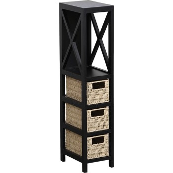 Έπιπλο MDF με 1 Ράφι και 3 Συρτάρια Μαύρο 17x24x82cm MRShome