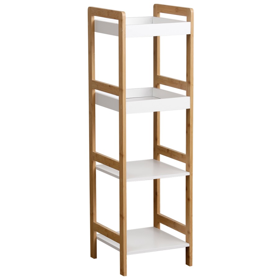 Ραφιέρα 4 θέσεων Bamboo/MDF Μπεζ/Λευκή 34x33x110cm MRShome