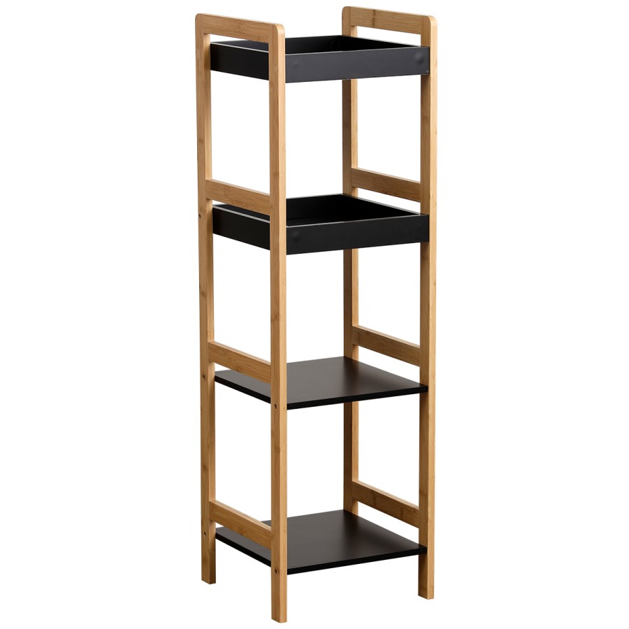 Ραφιέρα 4 θέσεων Bamboo/MDF Μπεζ/Μαύρη 34x33x110cm MRShome