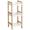 Ραφιέρα 3 θέσεων Bamboo/MDF Μπεζ/Λευκό 33x33x80cm MRShome