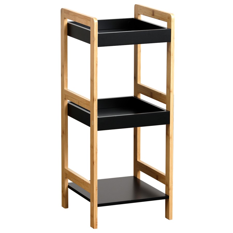 Ραφιέρα 3 θέσεων Bamboo/MDF Μπεζ/Μαύρη 33x33x80cm MRShome
