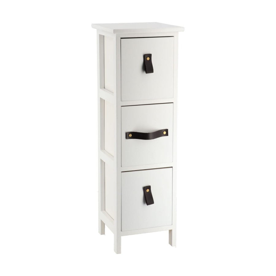 Συρταριέρα MDF με 3 Συρτάρια με Λαβές Λευκό 25x25x77cm MRShome