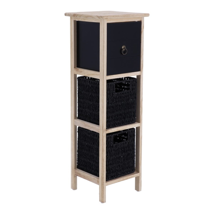 Συρταριέρα MDF με 3 Συρτάρια 25x25x77cm Φυσική/Μαύρη MRShome