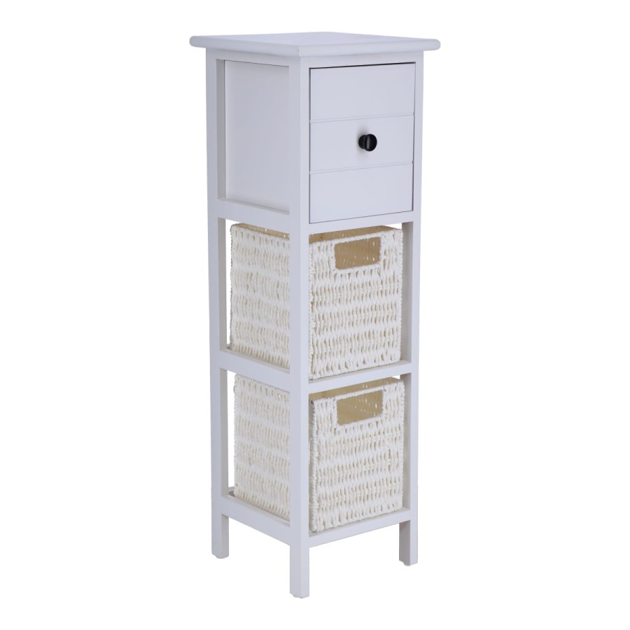 Συρταριέρα MDF με 3 Συρτάρια 25x25x77cm Λευκή MRShome