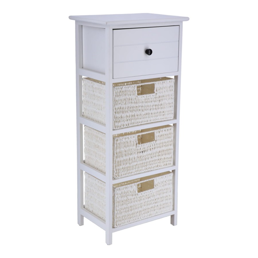 Συρταριέρα Λευκή MDF με 4 Συρτάρια 37.5x27.5x86cm MRShome