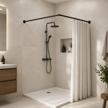 80x80cm Ø22mm black βραχίονας μπάνιου γωνιακός MRShome