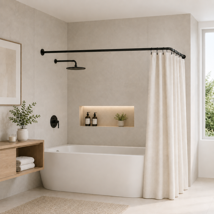 170x80cm Ø22mm black βραχίονας μπάνιου γωνιακός MRShome