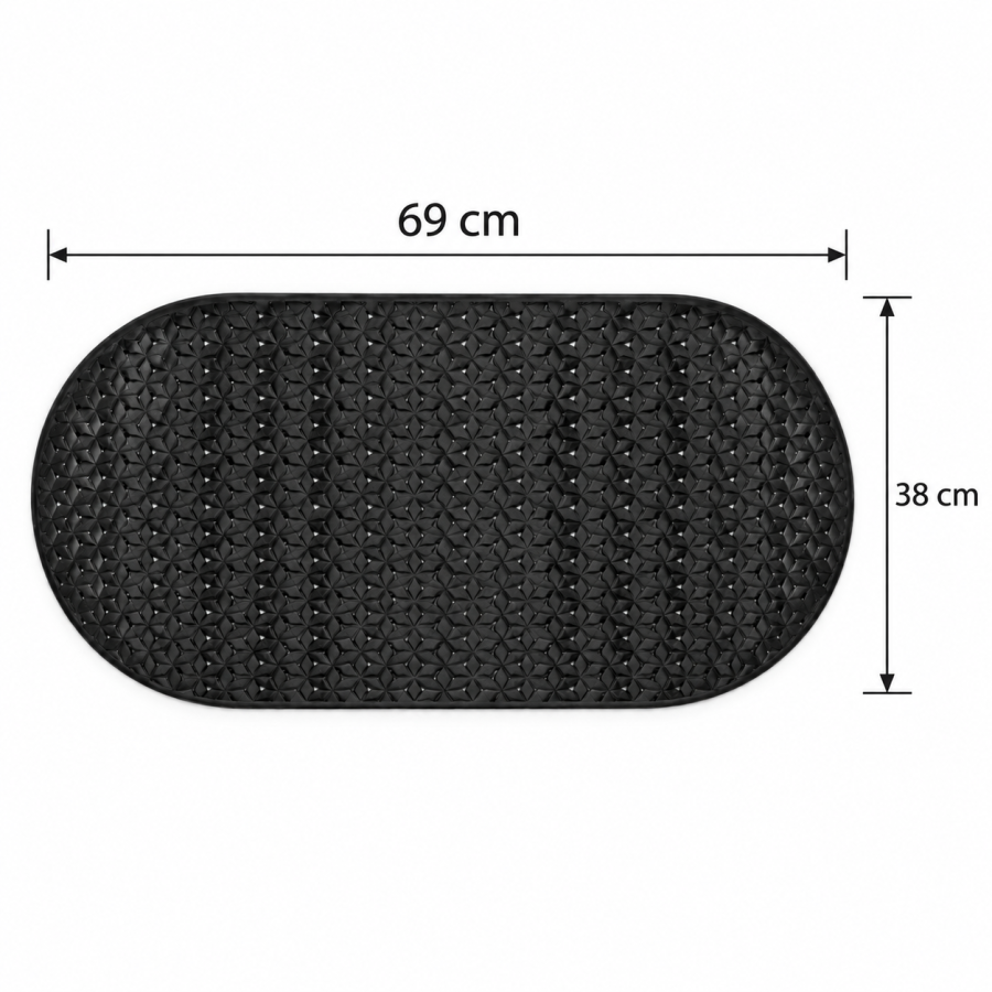 Αντιολισθητικό Πατάκι Μπάνιου Οβάλ 38x69cm Μαύρο MRShome