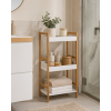 Ραφιέρα Μπάνιου με 3 Ράφια από Bamboo & MDF Natural/White MRShome