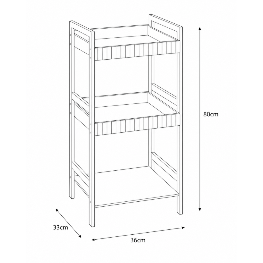 Ραφιέρα Μπάνιου με 3 Ράφια από Bamboo & MDF Natural/White MRShome