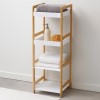 Ραφιέρα Μπάνιου με 4 Ράφια από Bamboo & MDF Natural/White 36x33x110cm MRShome