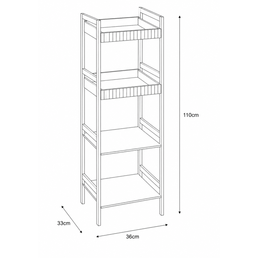 Ραφιέρα Μπάνιου με 4 Ράφια από Bamboo & MDF Natural/White 36x33x110cm MRShome