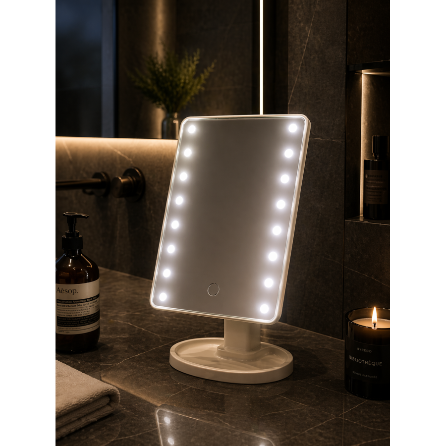 Καθρέπτης Μακιγιάζ PP με LED Φωτισμό 16.3x11.5x26.5cm White MRShome