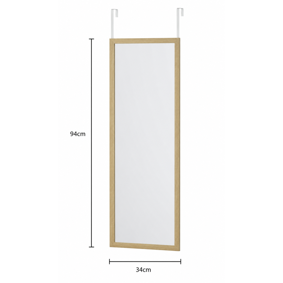 Κρεμαστός Καθρέπτης για Πόρτα από MDF 34x94cm Natural MRShome