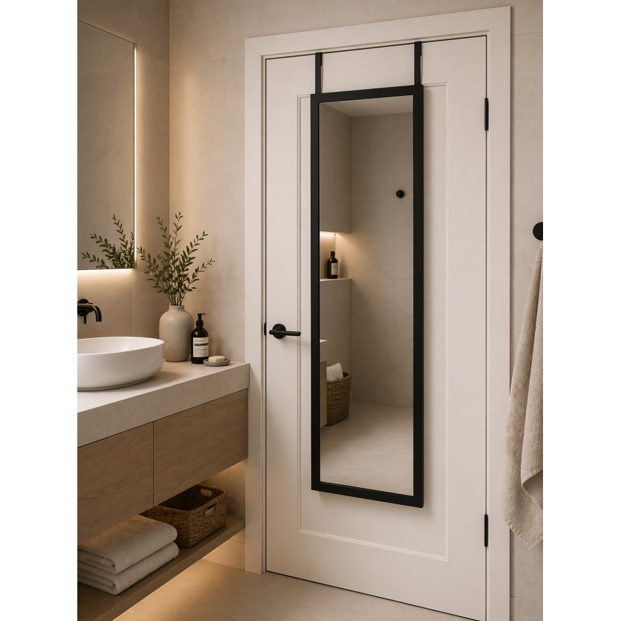 Κρεμαστός Καθρέπτης για Πόρτα από MDF 34x94cm Black MRShome