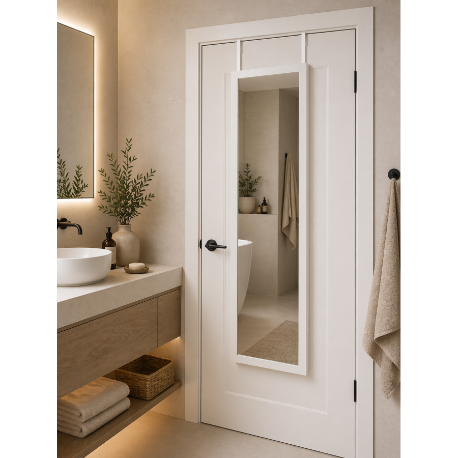 Κρεμαστός Καθρέπτης για Πόρτα από MDF 34x94cm White MRShome