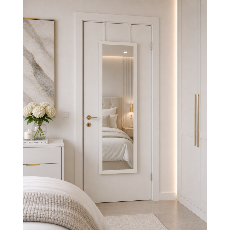 Κρεμαστός Καθρέπτης για Πόρτα από MDF 34x94cm White MRShome