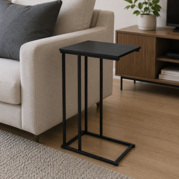 Side Table Μεταλλικό με Επιφάνεια MDF/Μελαμίνη 40x26x58cm Black MRShome
