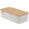 Κουτί Αποθήκευσης PS/Bamboo με Καθρέπτη 26x13x7cm White/Natural MRShome