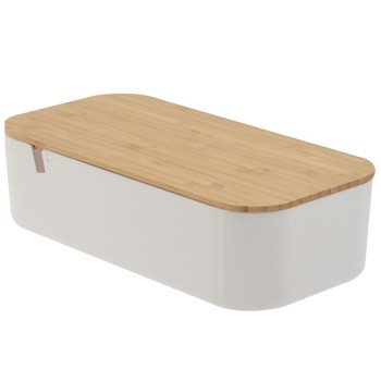 Κουτί Αποθήκευσης PS/Bamboo με Καθρέπτη 26x13x7cm White/Natural MRShome