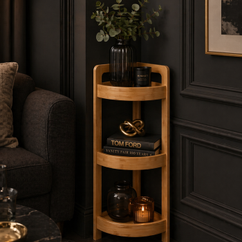 Γωνιακή Ραφιέρα Μπάνιου με 3 Ράφια από Bamboo natural MRShome