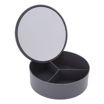 Κουτί Αποθήκευσης PP με Καθρέπτη Φ15x5.5cm Cool Grey-10C MRShome