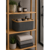 Καλάθι Αποθήκευσης Polyester με Bamboo 45x30x24.5cm Deep Grey MRShome