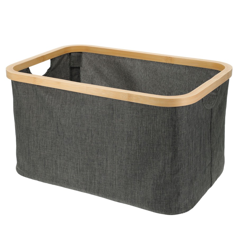 Καλάθι Αποθήκευσης Polyester με Bamboo 45x30x24.5cm Deep Grey MRShome