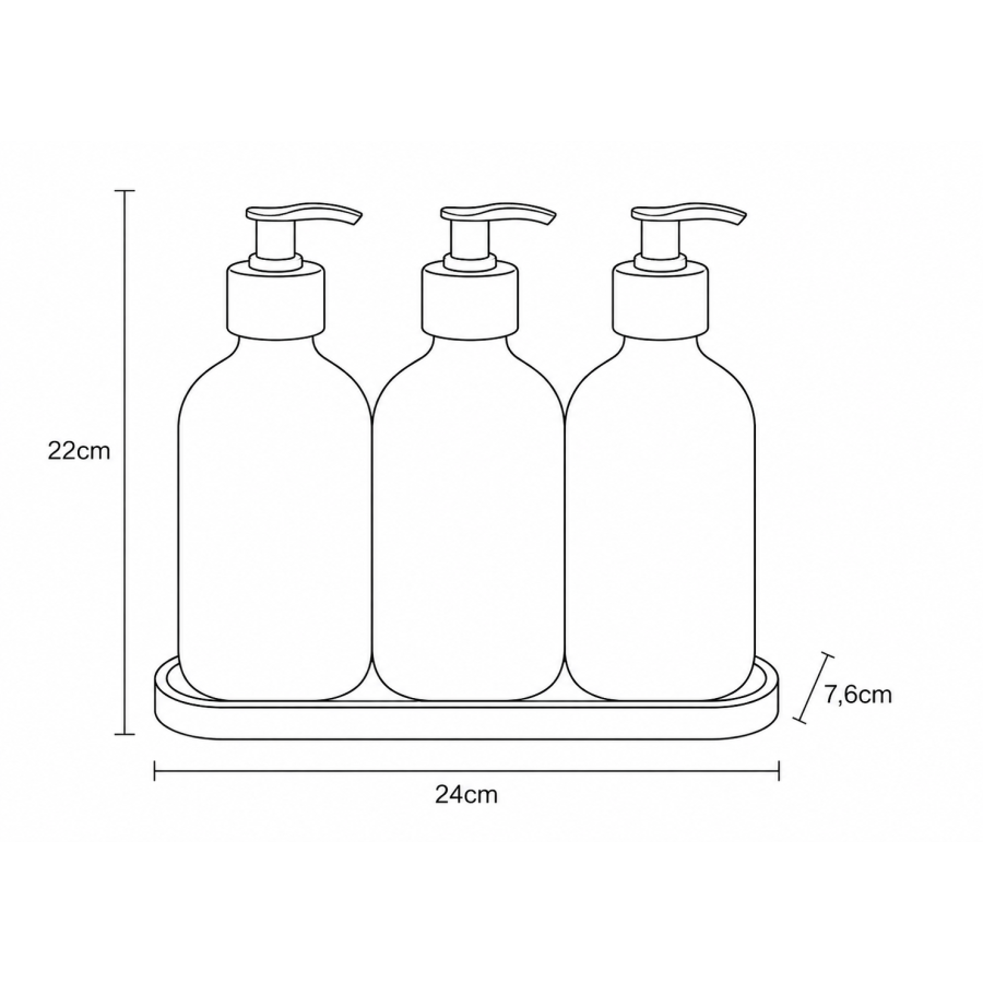 Σετ Μπάνιου με 3 Dispenser σε Δίσκο Μπαμπού White MRShome